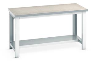 Bott Lino Top Workbench with Half Shelf - 1500Wx750Dx840mmH Industrial Bench with Half Depth Shelf Under for Storage 41003087 